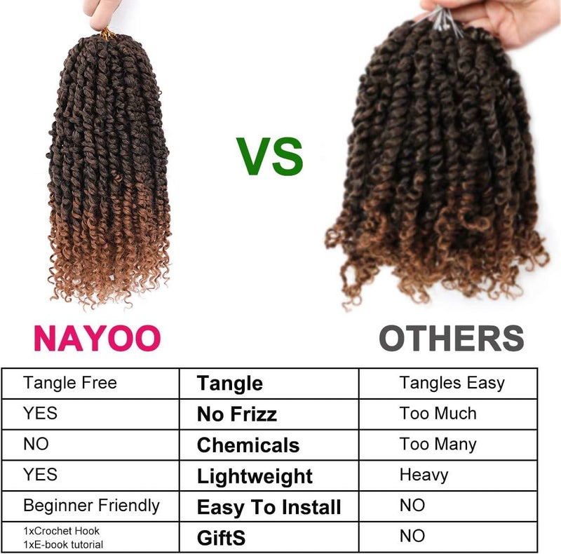 NAYOO Passion Twist Hair - 8 Packs 10 Inch Passion Twist Crochet Hair For Women, Crochet Pretwisted Curly Hair Passion Twists Synthetic Braiding Hair Extensions (10 Inch 8 Pack, T30) - Image 5
