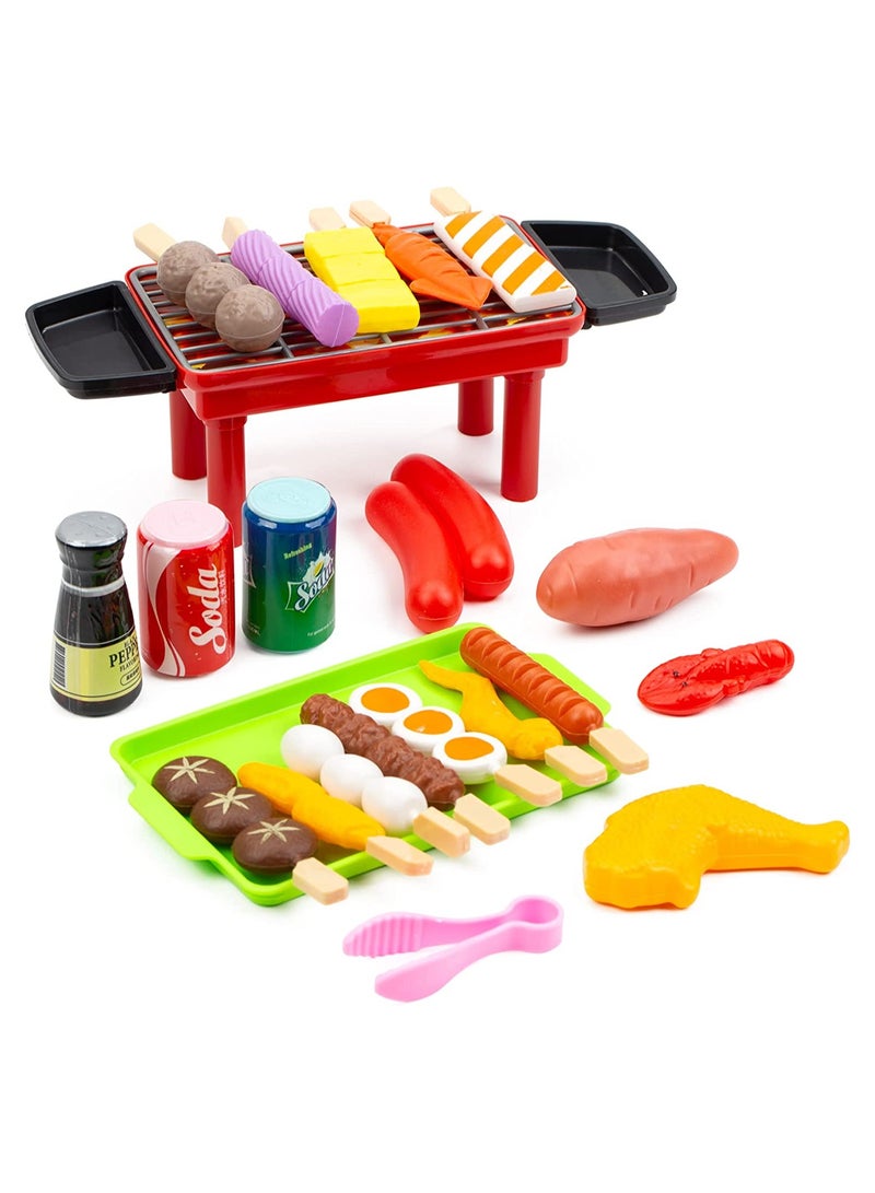 Kids Mini BBQ Playset Pretend Play Food Grill Set Toy Barbecue Kitchen Cooking Tools Role Toys Small Play Camping Toys Set for Toddlers Boys and Girls Gifts (22pcs) - Image 1