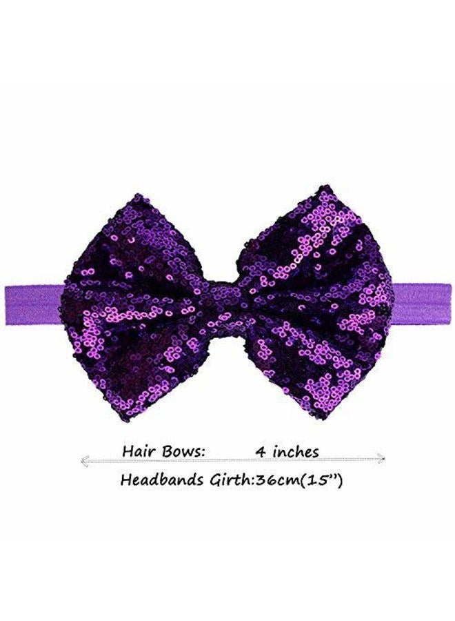 CellElection 15Pcs Baby Girls Headbands 4'' Big Boutique Bling Sparkly Glitter Sequin Hair Bows Headband Elastic Hair Bands Hair Accessories for Toddlers Infants Newborns - Image 4