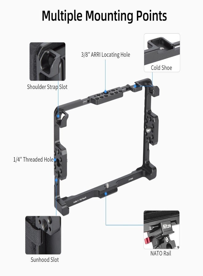 نيتز قفص نيتز 7 بوصة مع واقي من الشمس وحامل حذاء بارد لسكة الناتو المدمجة، متوافق مع شاشة اللمس SmallHD Indie 7/702 - Image 3