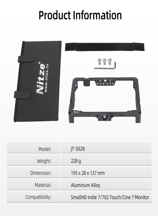 نيتز قفص نيتز 7 بوصة مع واقي من الشمس وحامل حذاء بارد لسكة الناتو المدمجة، متوافق مع شاشة اللمس SmallHD Indie 7/702 - Image 2