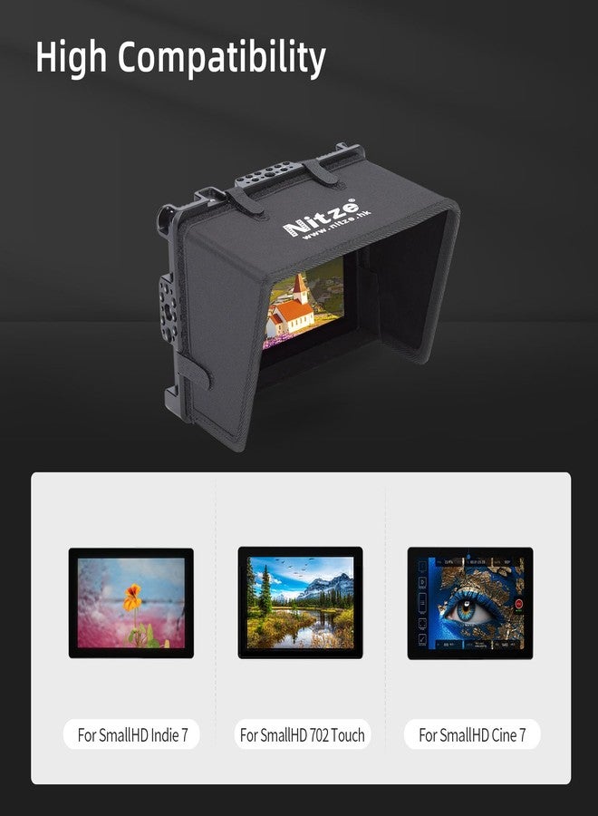 نيتز قفص نيتز 7 بوصة مع واقي من الشمس وحامل حذاء بارد لسكة الناتو المدمجة، متوافق مع شاشة اللمس SmallHD Indie 7/702 - Image 4