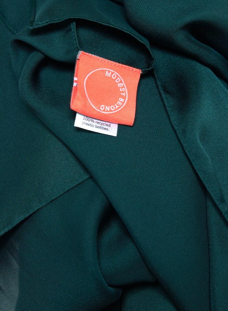 MODEST BEYOND Luxury Emerald Green Satin Hijab - Sustainable  - Image 4