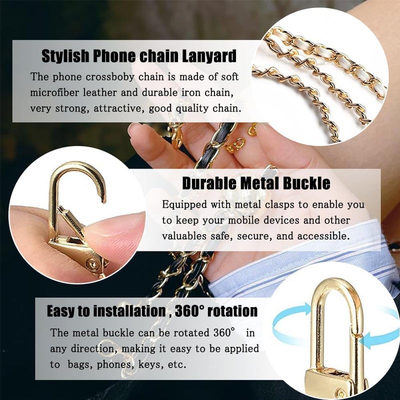 Pivdo Cell Phone Lanyard Around Neck Crossbody Hanging Chain Mobile Holder to Carry iPhone & Smartphone with Detachable Crossbody Shoulder Sling Strap for Girls Braided Gold Chain - Image 5