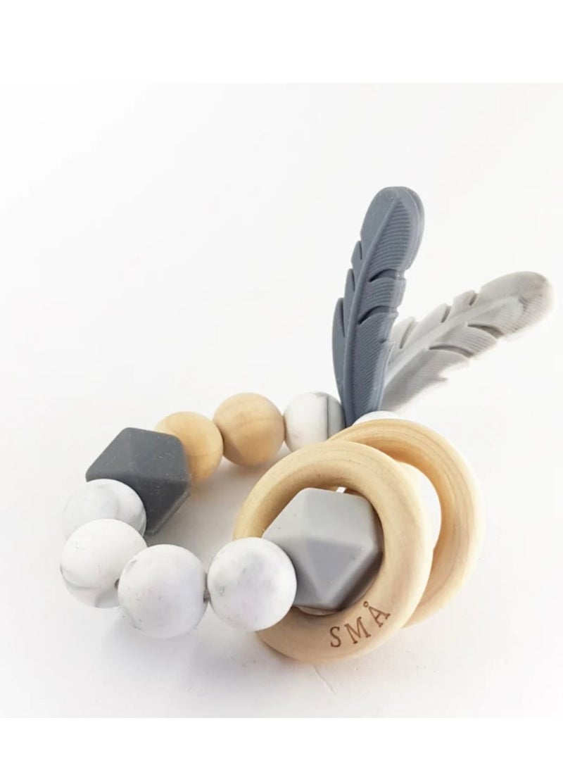 SMA Baby Feather Teether Teething Toys for Babies-Teething Toy Silicone BPA Free Anti-Dropping Infant Teether Pacifiers Chew Toys for Sucking Needs and Soothing Babies Sore Gums - Image 1