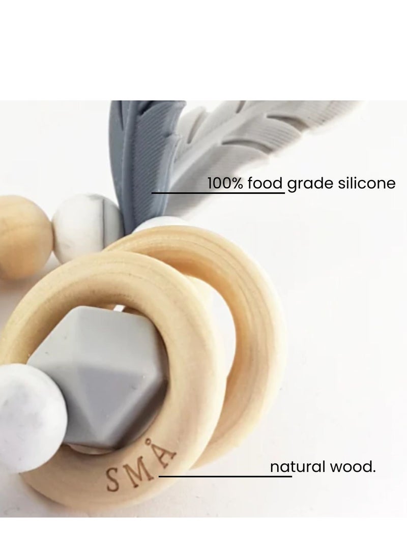 SMA Baby Feather Teether Teething Toys for Babies-Teething Toy Silicone BPA Free Anti-Dropping Infant Teether Pacifiers Chew Toys for Sucking Needs and Soothing Babies Sore Gums - Image 3