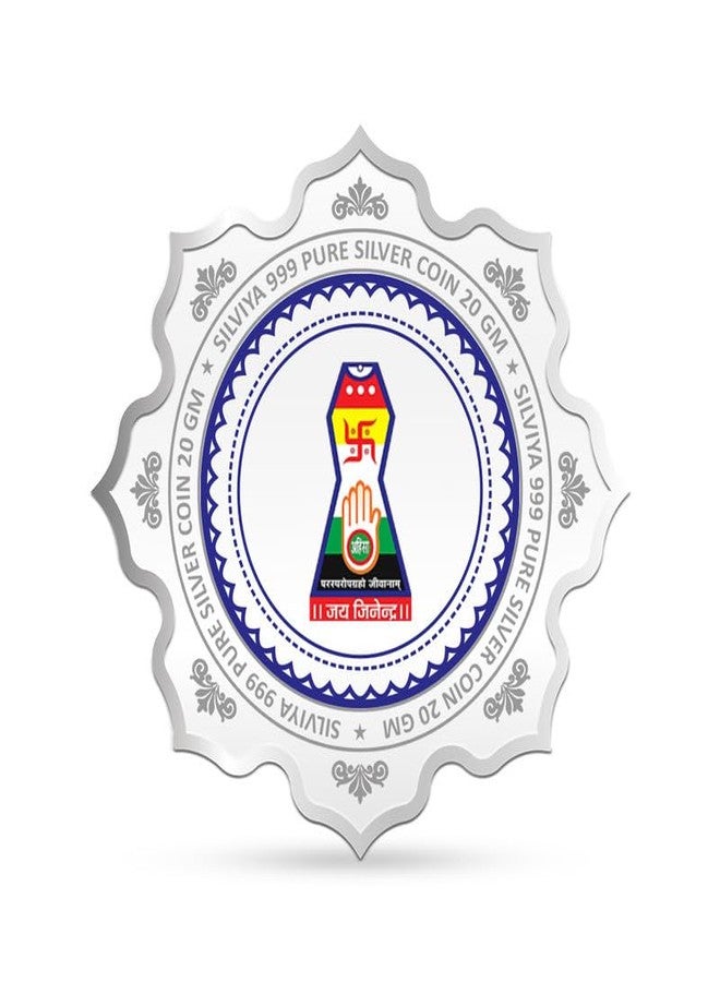 Silviya BIS Hallmarked Mahavir Swami Ji 999 Pure Silver Coin (20 Gram): Jainism Gift - Mahavir Jayanti - Ahimsa Principle - Religious Coin - With Certificate of Authenticity - Image 3
