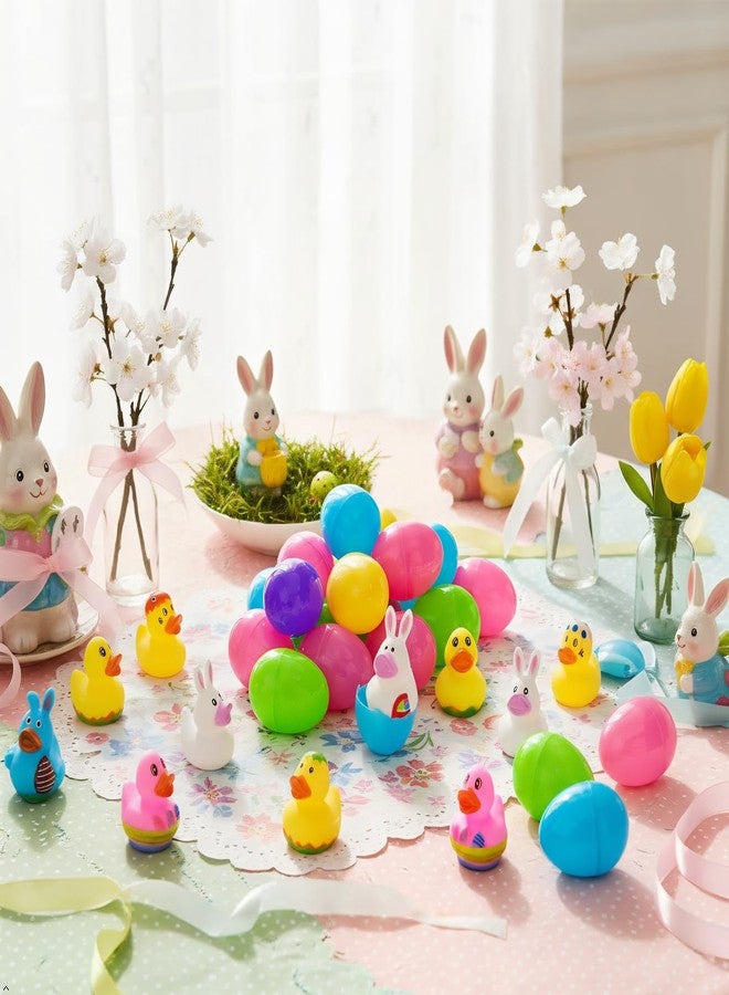 Cherislpy 24 Pcs Prefilled Easter Eggs with Bunny Duckies,Bright Colorful Easter Eggs Prefilled with Variety Duckies for Fun Bath Bunny Duckies, Easter Basket Stuffers and Bathtub Toys Party Favors - Image 4