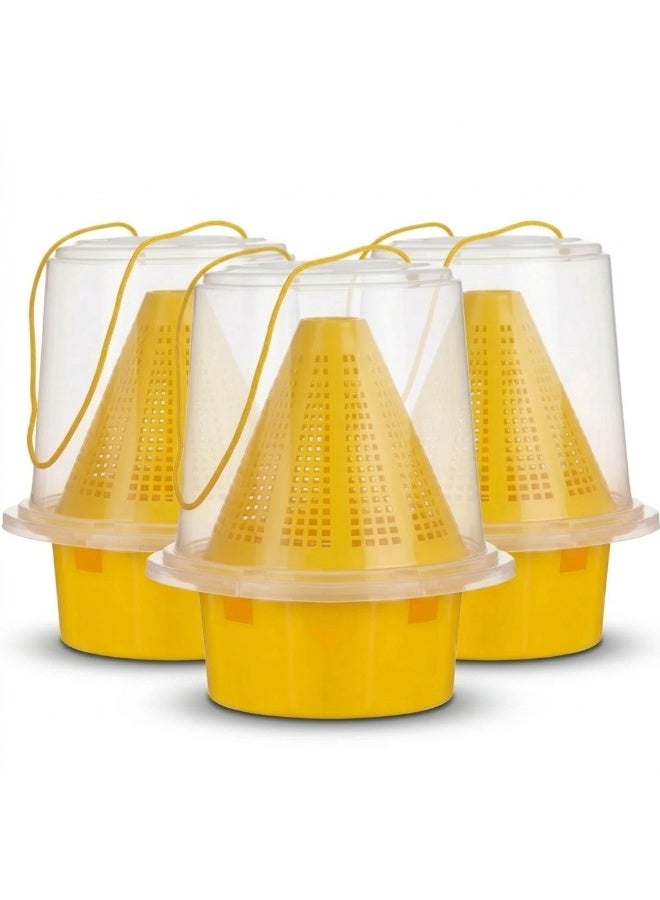 3-Piece Bundle Outdoor Reusable Fly Trap Bucket Hanging Insect Catcher Set with Natural Pheromone Bait for Farm & Yard Pest Control - Pack of 3 - Image 1