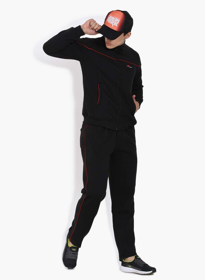 muffy Black Men's Tracksuit Cotton Blend Regular Fit Zip Closure with 2 Side Zipper Pockets & 1 Back Pocket Perfect for Winter Wear 5001 - Image 2