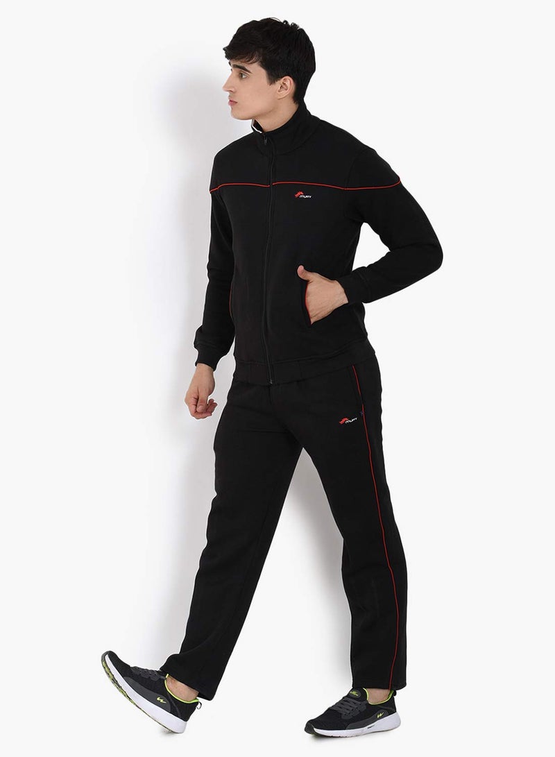 muffy Black Men's Tracksuit Cotton Blend Regular Fit Zip Closure with 2 Side Zipper Pockets & 1 Back Pocket Perfect for Winter Wear 5001 - Image 4