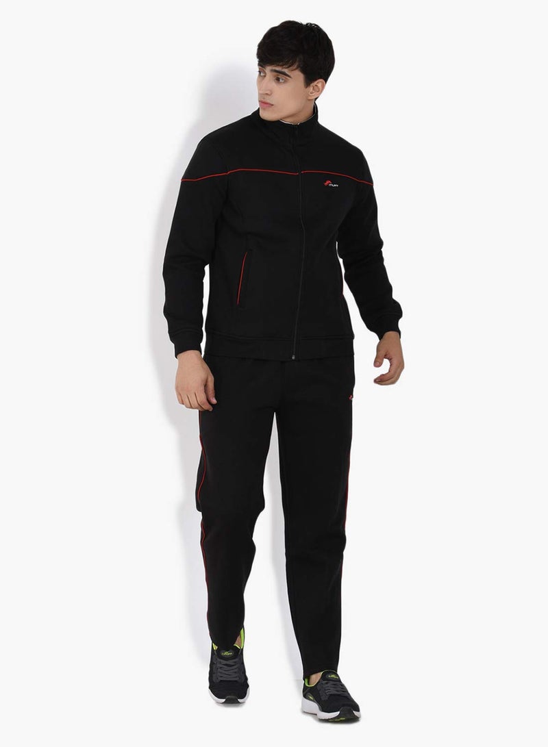 muffy Black Men's Tracksuit Cotton Blend Regular Fit Zip Closure with 2 Side Zipper Pockets & 1 Back Pocket Perfect for Winter Wear 5001 - Image 3