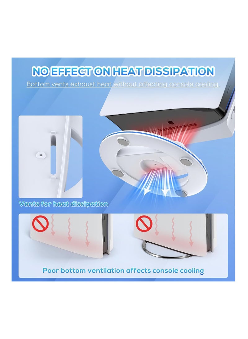 حامل عمودي لجهاز PS5 Slim، حامل أقراص ووحدات رقمية مع قاعدة لولبية، بديل لجهاز Playstation 5 Slim، أبيض - Image 5