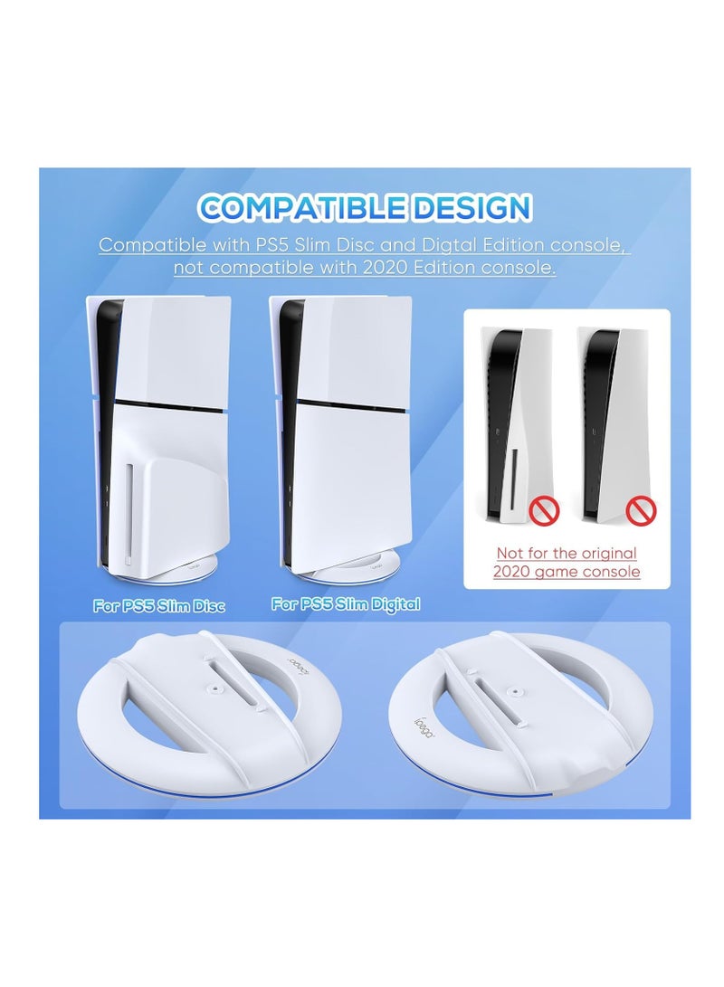 حامل عمودي لجهاز PS5 Slim، حامل أقراص ووحدات رقمية مع قاعدة لولبية، بديل لجهاز Playstation 5 Slim، أبيض - Image 2