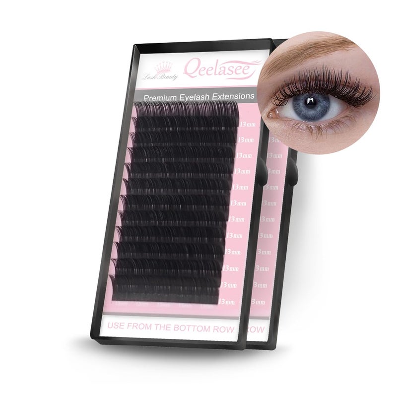 Qeelasee Eyelash Extensions Fake Mink Individual Lashes 005 D Curl 12mm Volume Eyelash Extension Salon UseD 12mm