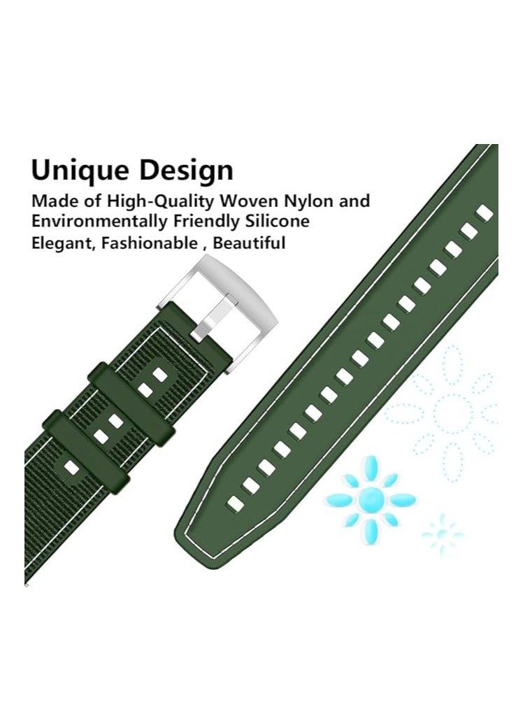22mm For Smart Watch Amazfit Pop 3R Nylon Braided Silicone Composite Watch Strap, Green - Image 2