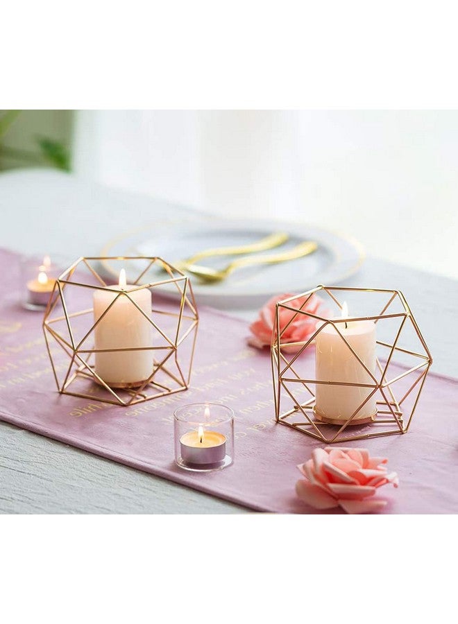 Hewory Hewory Geometric Tealight Candle Holders Gold, Modern Metal Geo Wedding Centerpieces for Table, Votive Candle Stand Accent for Tea Light for Home Shelf Mantel Christmas Birthday Party Decor, 12pcs  - Image 3
