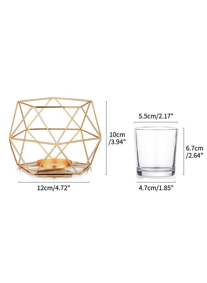 Hewory Hewory Geometric Tealight Candle Holders Gold, Modern Metal Geo Wedding Centerpieces for Table, Votive Candle Stand Accent for Tea Light for Home Shelf Mantel Christmas Birthday Party Decor, 12pcs  - Image 4