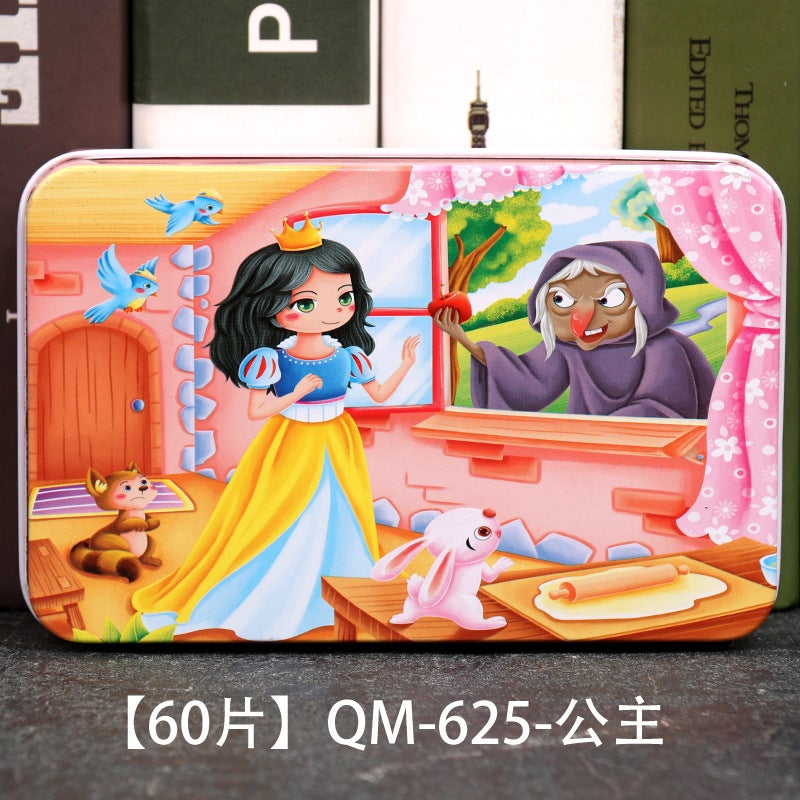 Wooden Puzzle Children'S Puzzle 60 Pieces Iron Boxed Puzzle Puzzle Puzzle Kindergarten Early Education Wooden Toys - Image 1