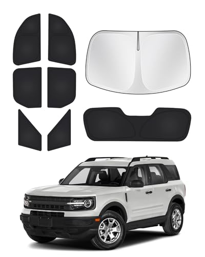 Canvcle Windshield Sun Shade for Ford Bronco Sport 20212025 2026 Side Rear Window Shade Cover Set Window Sun Visor Blocker Privacy Protection Keep Vehicle Cool Black 8PCS