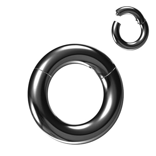 NewkeepsR 3PCS-1.2mm Black Anodised Hinged Clicker Nose Hoop Rings, 16 Gauge 316L Steel Seamless Segment Sleeper Earrings Piercing-5/6/7mm - Image 1