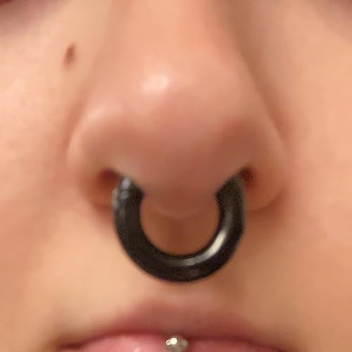 NewkeepsR 3PCS-1.2mm Black Anodised Hinged Clicker Nose Hoop Rings, 16 Gauge 316L Steel Seamless Segment Sleeper Earrings Piercing-5/6/7mm - Image 5