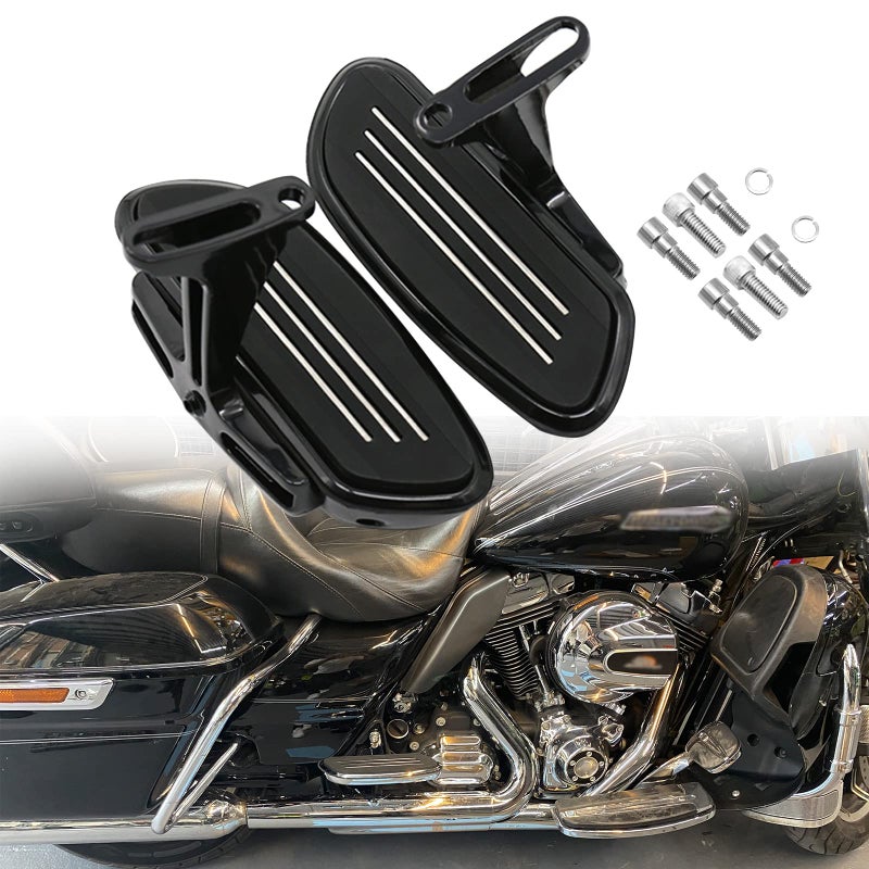 Motorcycle Passenger Floorboard Streamliner Footboard with Mount Bracket Kit Fit for Harley Touring Road Glide Street Glide Road King Electra Glide 19932025 Black