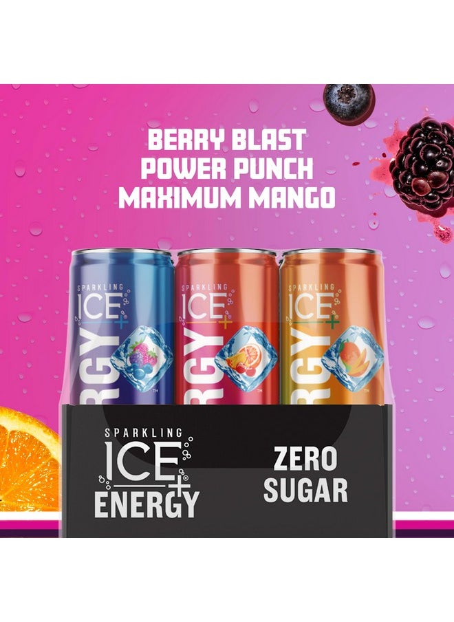 Sparkling Ice Sparkling Ice +Energy Variety 12Pk. Energy Drinks with Vitamins + Antioxidants, Zero Sugar, Berry Blast, Maximum Mango, Power Punch flavors. 12 fl oz cans.  - Image 2