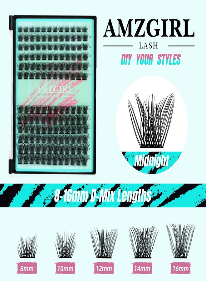 AMZGIRL LASH Midnight DIY Lash Extension Kit, 144 pcs Eyelash Clusters Kit Lash Bond and Seal, Lash Glue Remover and Applicator for Individual False Eyelashes Kit Lash Extensions(D-Mix 8-16mm Kit) - Image 3