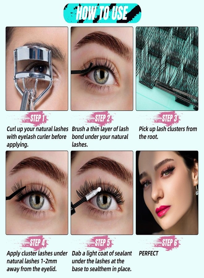 AMZGIRL LASH Midnight DIY Lash Extension Kit, 144 pcs Eyelash Clusters Kit Lash Bond and Seal, Lash Glue Remover and Applicator for Individual False Eyelashes Kit Lash Extensions(D-Mix 8-16mm Kit) - Image 5