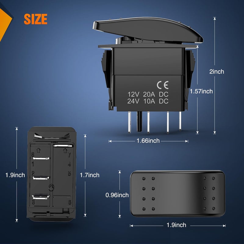 Nilight 3 Way Switch On Off Toggle Rocker Control a Single Load from Two Separate Locations 12V 24V Waterproof 3-Way Switches for RV Camper Can-Am ATVs UTVs Cars Trucks - Image 4