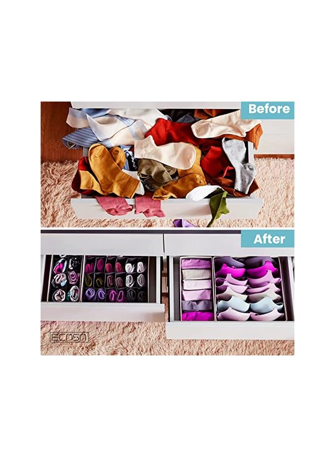 Green Tiger 4PCS Drawer Organizers Set, Foldable Multi-style Drawer Dividers for Clothes, Bra Organizer Storage Boxes for Underwear Bras Socks Ties Lingerie Scarves (Grey) - Image 4