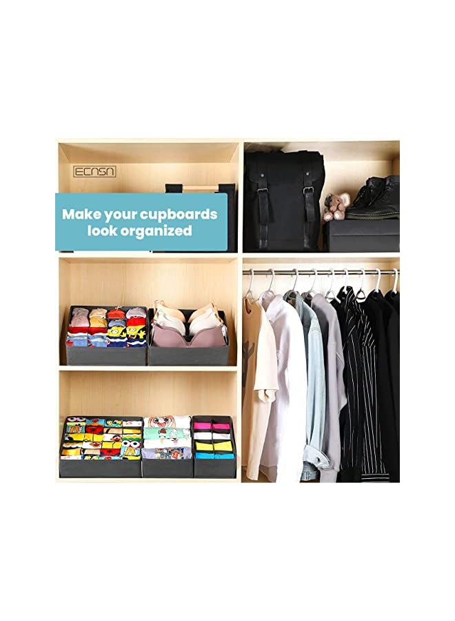 Green Tiger 4PCS Drawer Organizers Set, Foldable Multi-style Drawer Dividers for Clothes, Bra Organizer Storage Boxes for Underwear Bras Socks Ties Lingerie Scarves (Grey) - Image 5