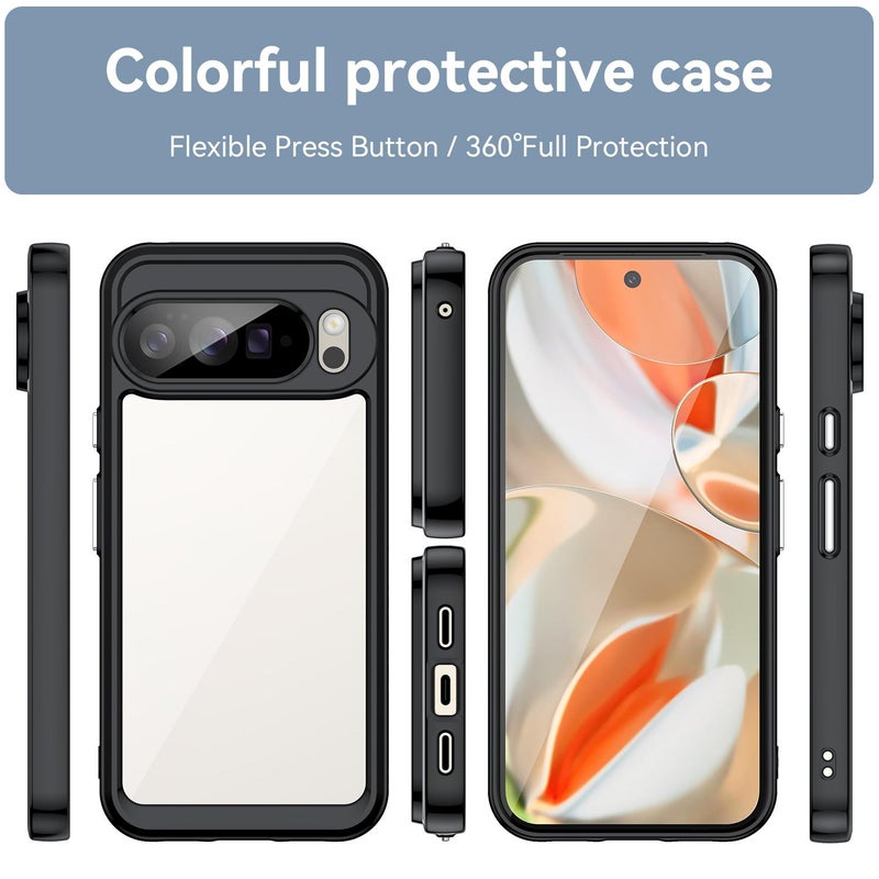 HuHa Case Cover For Google Pixel 10 Pro XL Colorful Series Acrylic Hybrid TPU Phone Case(Black) - Image 2