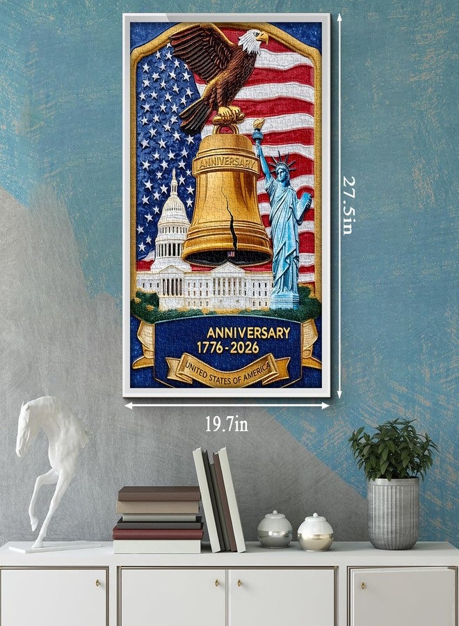 PPuzzling American Patriotic Puzzles for Adults 1000 Pieces, USA History Anniversary Jigsaw Puzzles, Bald Eagle Liberty Bell American Flag Puzzle - Image 4