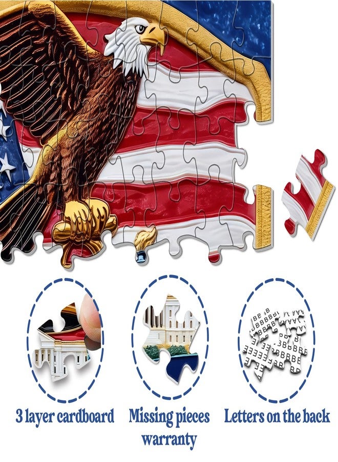 PPuzzling American Patriotic Puzzles for Adults 1000 Pieces, USA History Anniversary Jigsaw Puzzles, Bald Eagle Liberty Bell American Flag Puzzle - Image 5
