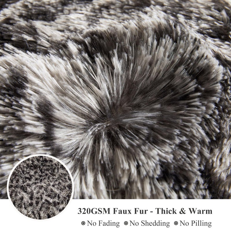 XeGe Cheetah Print Fluffy Faux Fur Duvet Cover Set, 3 Pieces Soft Plush Shaggy Fuzzy Bedding Set(1 Faux Fur Leopard Print Comforter Cover + 2 Furry Pillowcases), Zipper Closure(Queen, Light Grey) - Image 5