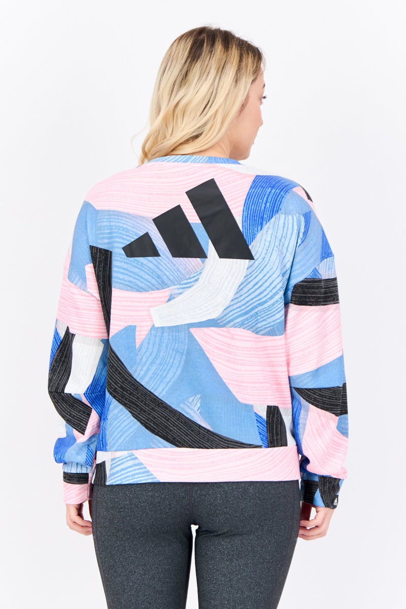 Adidas Women Sportswear Fit Brand Logo Long Sleeves Outdoor Sweatshirt, Pink Combo - Image 3