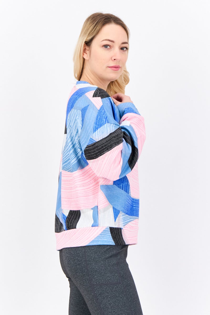 Adidas Women Sportswear Fit Brand Logo Long Sleeves Outdoor Sweatshirt, Pink Combo - Image 2