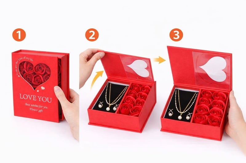 Yadava Artificial Red Rose Flower for Valentine Day Gift Romantic Gift for Girlfriend Boyfriend Husband Wife | Cute Star Keychain, Message Bottle & Love Cards in Premium Gift Box (vlnt_lvBook) - Image 4