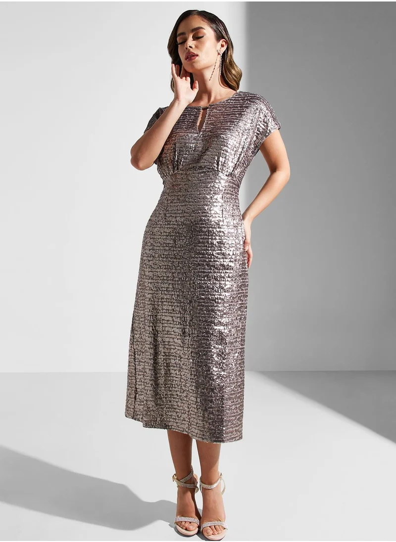 French Connection Key Hole Sequin Dress