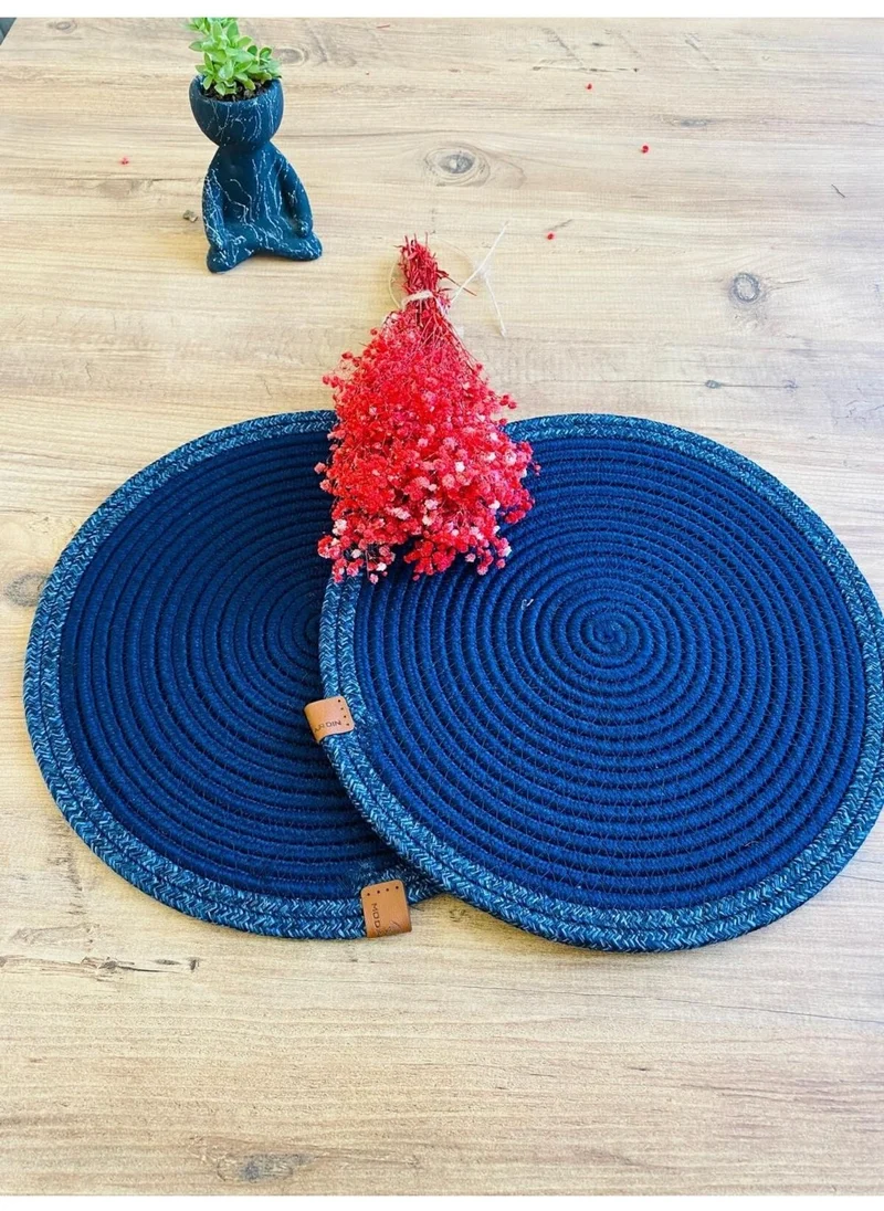 BDZ Deri BDZ Leather Jute Wicker American Service Plate 2 Pieces