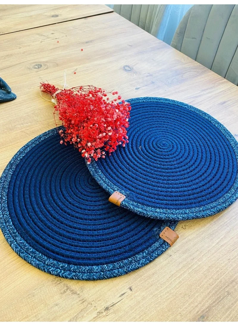 BDZ Deri BDZ Leather Jute Wicker American Service Plate 2 Pieces