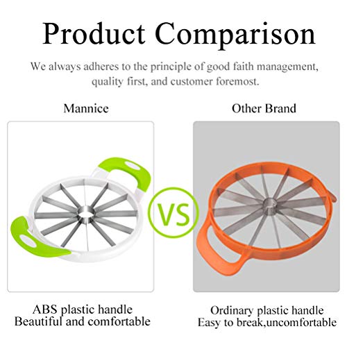 Mannice Extra Large Watermelon Slicer Cutter Comfort Silicone Handle,Home Stainless Steel Round Fruit Vegetable Slicer Cutter Peeler Corer Server for Cantaloup Melon,Pineapple,Honeydew,Get 12,As Seen On TV - Image 5