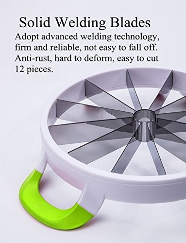 Mannice Extra Large Watermelon Slicer Cutter Comfort Silicone Handle,Home Stainless Steel Round Fruit Vegetable Slicer Cutter Peeler Corer Server for Cantaloup Melon,Pineapple,Honeydew,Get 12,As Seen On TV - Image 4