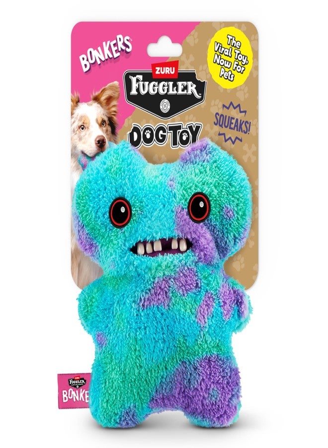 Bonkers FUGGLER Gap Tooth Mcgoo Squeaky & Plush Dog Toy for Playtime, Blue, 8 inches - Image 1