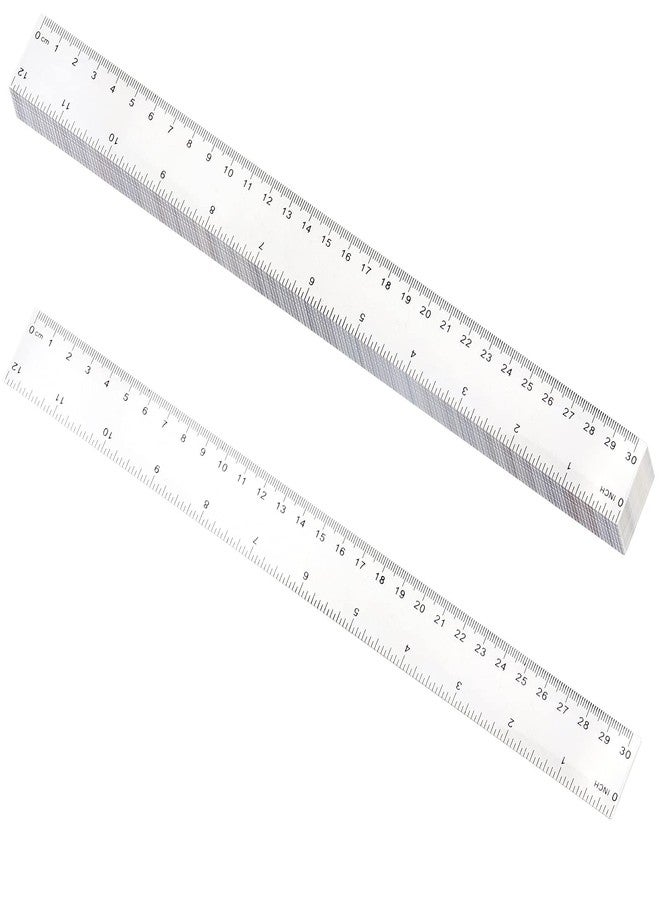 PINGEUI 100 Pack 12 Inches Clear Plastic Straight Rulers, Plastic Measuring Ruler with Inches and Metric Graduations, Measuring Tool for School and Office Supplies - Image 3