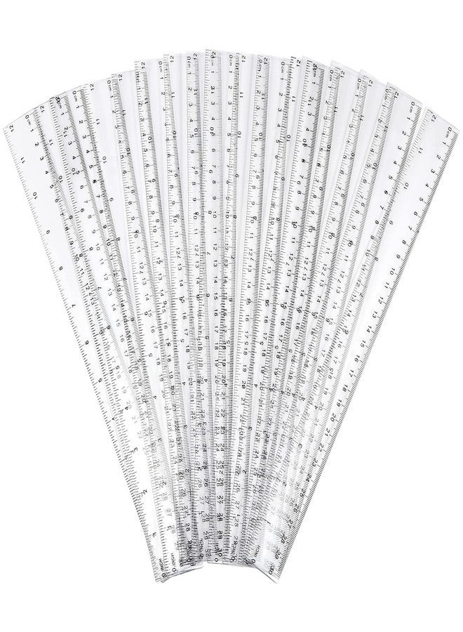PINGEUI 100 Pack 12 Inches Clear Plastic Straight Rulers, Plastic Measuring Ruler with Inches and Metric Graduations, Measuring Tool for School and Office Supplies - Image 5