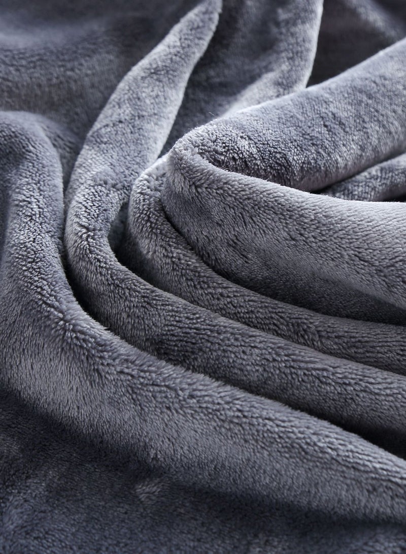 Loquat Solid Color Lightweight Warm Flannel Blanket Coral Velvet Blanket Family Sofa Bedding Fabric Dark Gray - Image 3