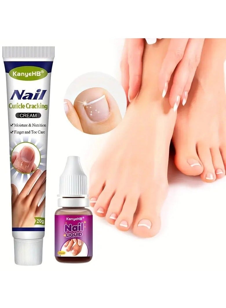 KanyeHB Nail Strengthening Cream and Cuticle Cracking Liquid Set - Hypoallergenic, Easy to Use, Promotes Healthy, 20g - Image 1
